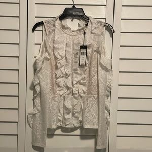 Bcbg White Ruffle Blouse